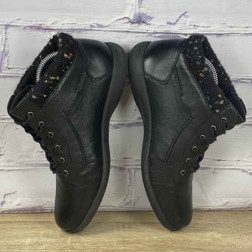 Abeo Elda Black Soft Leather Lace-Up Booties Women's Size 8 Comfort Ankle Boots - Picture 5 of 9