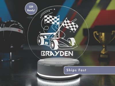 Rechargeable Personalized Racing Car LED Lamp with Custom Name