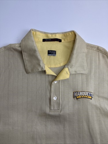 Nike Tiger Woods Collection Marquette University Golf Polo XL Yellow Striped - Picture 2 of 8