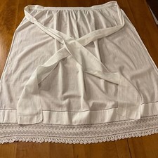 Vintage White Cotton Lace Trim Half Apron Pinafore Kitchen Cottagecore Gannycore