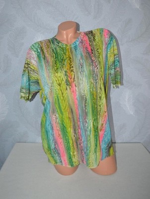 Flippiges Retro Vintage NYLON Shirt Batik multicolor Made in Italy Gr. 46 48