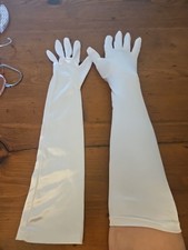 VINTAGE WOMENS ELEGANT LONG WHITE GLOVES Elbow 19 Inches
