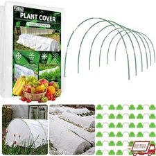 Garden Hoops Plant Cover Kit 36pcs Hoops 10x33ft Frost Protection Clips New