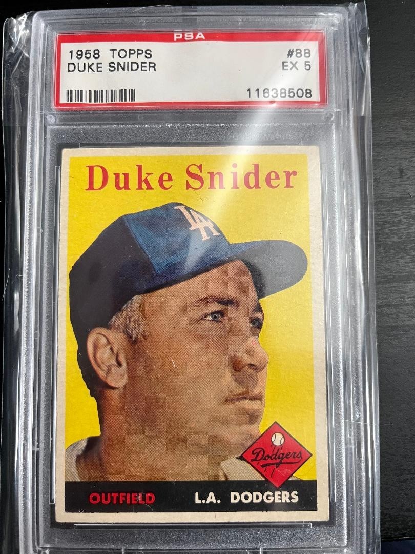 1958 Topps PSA 5 Duke Snider Los Angeles Dodgers #88 set break