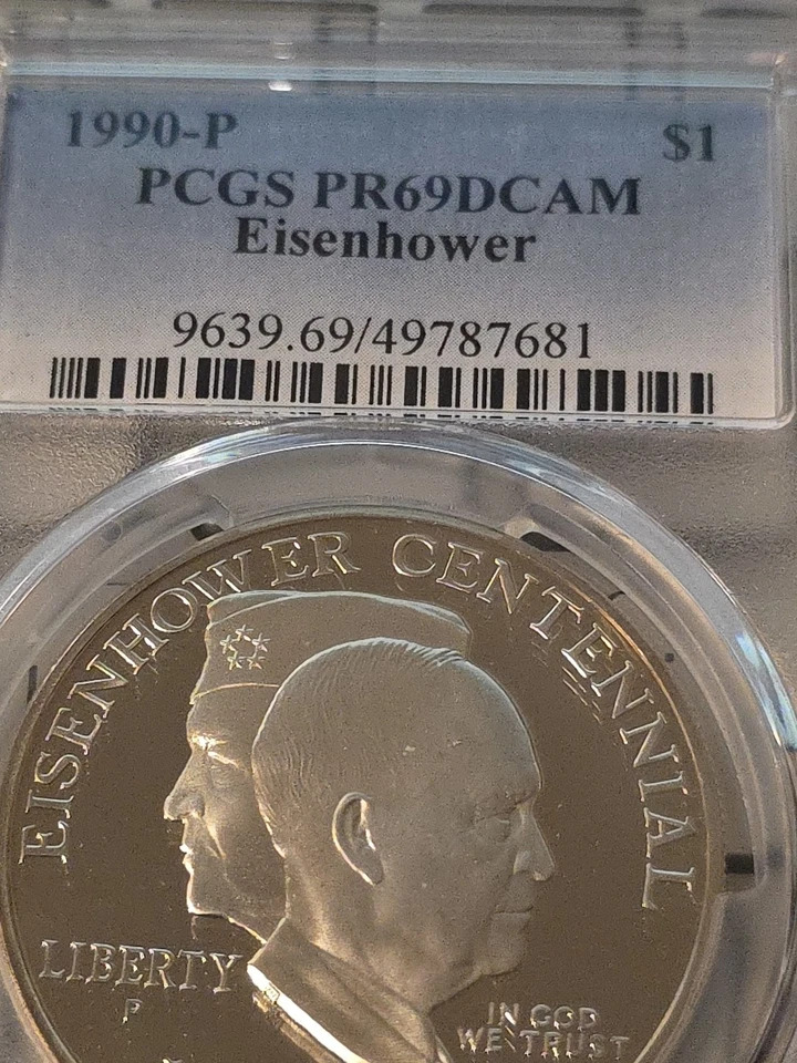 1990 P $1 Eisenhower Silver Commemorative Dollar PCGS PR69DCAM-SEE STORE WW2 - Image 3 of 4