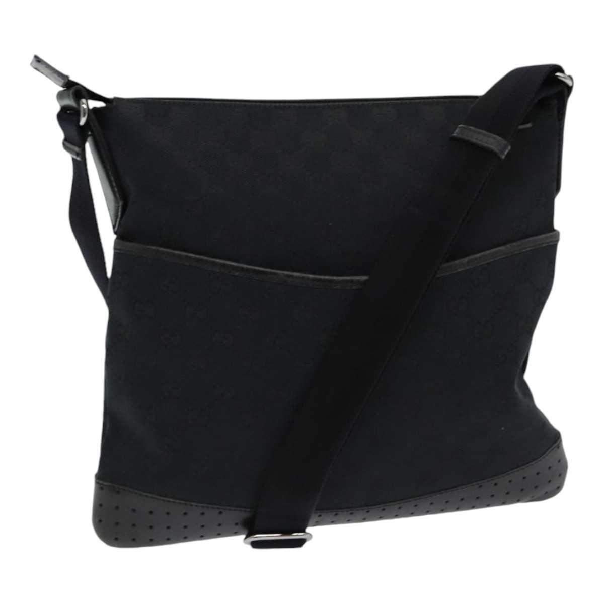 Gucci Gg Canvas Black Canvas Shoulder Bag Authentic