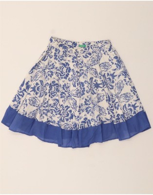 BENETTON Damen A-Linien Rock W24 XS blau geblümt DD25