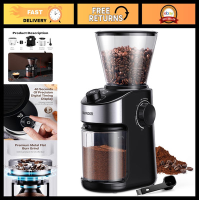 Electric Burr Coffee Grinder - 32 Grind Settings, 40s Timer, Easy Clean, Home Us