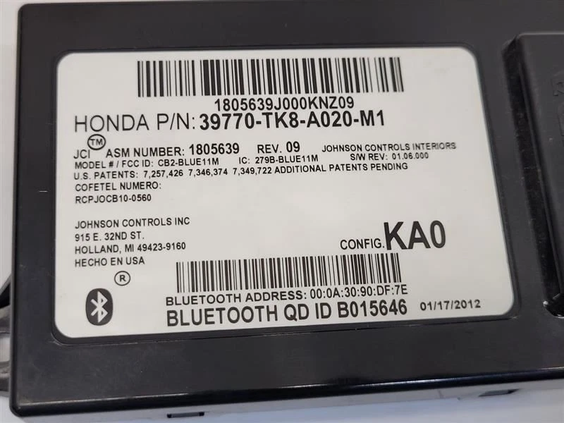 2011 2012 2013 Honda Odyssey Communication Bluetooth Control Module Unit OEM - Image 3 of 4