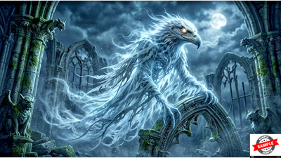 Haunted Eagle Ghost Digital Wallpaper   Premium 8K Fantasy Art Background