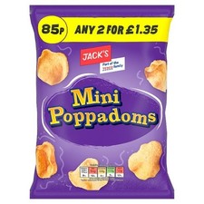 Jack's Mini Poppadoms Potato Crips Crunchy 18 x 30g FAST AND FREE DELIVERY