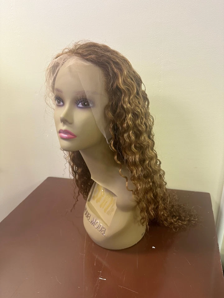 Peluca de cabello humano Highlight Full Frontal HD encaje oro amarillo natural 20 pulgadas N246 Foto 4 de 4