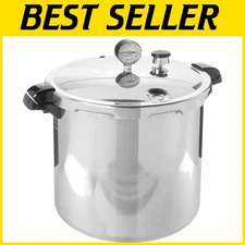 Durable 23-Quart Induction Pressure Canner with Precision Gauge and Recipe Guide