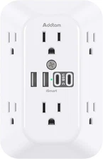 Surge Protector 6 Outlet Extender Splitter Wall Charger 2 USB-C Port Power Strip
