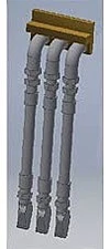 Cal Scale 190724 HO Scale 3 Line MU Hose -- Plastic pkg(4)