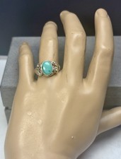 Southwestern Style Sterling Silver 925 Turquoise Ring Sz8 Adjustable