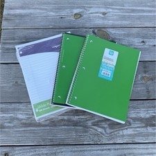 Pen Gear Wexford Wide Ruled Spiral Notebooks Lot Green White 10.5 x 8 in
