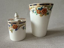 Wunderschöner alter EB Foley Senftopf und Becherbecher mit Deckel