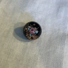 Vintage 1 Glass Paperweight Button Gold Stone Pink Rose BCD-55