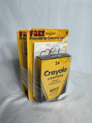 2 Sealed 1986 Binney & Smith 24 Crayola Crayons W/ Free Coloring Cards & sticker