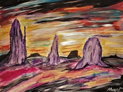 Western Art ''Purple Mountains Majesties'' 18x24 large original impressionism