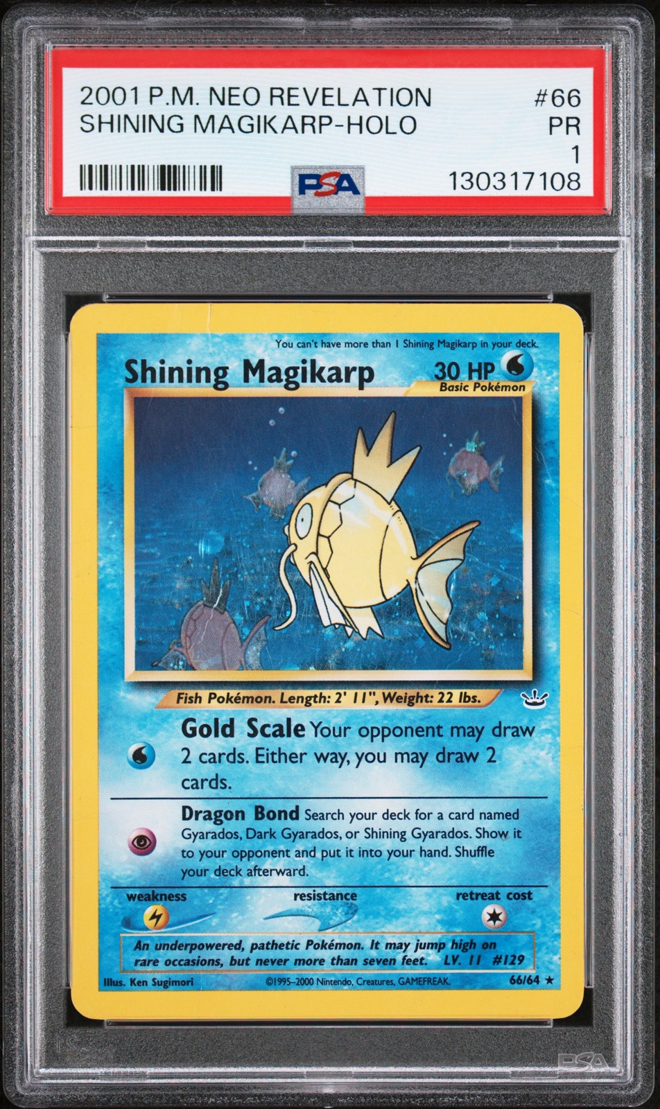 2001 POKEMON NEO REVELATION #66 SHINING MAGIKARP-HOLO PSA 1