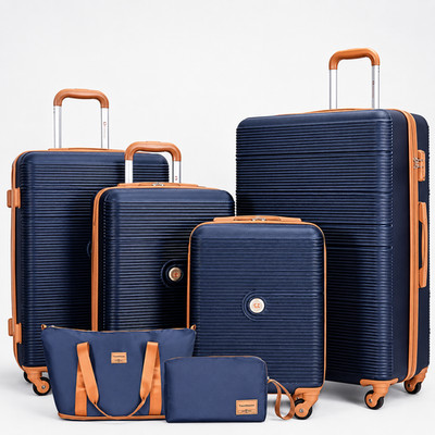 Koffer Bari Gepäck Set, 6-teilig, 4 Koffer mit Rollen, Reisetasche, Blau, Navy