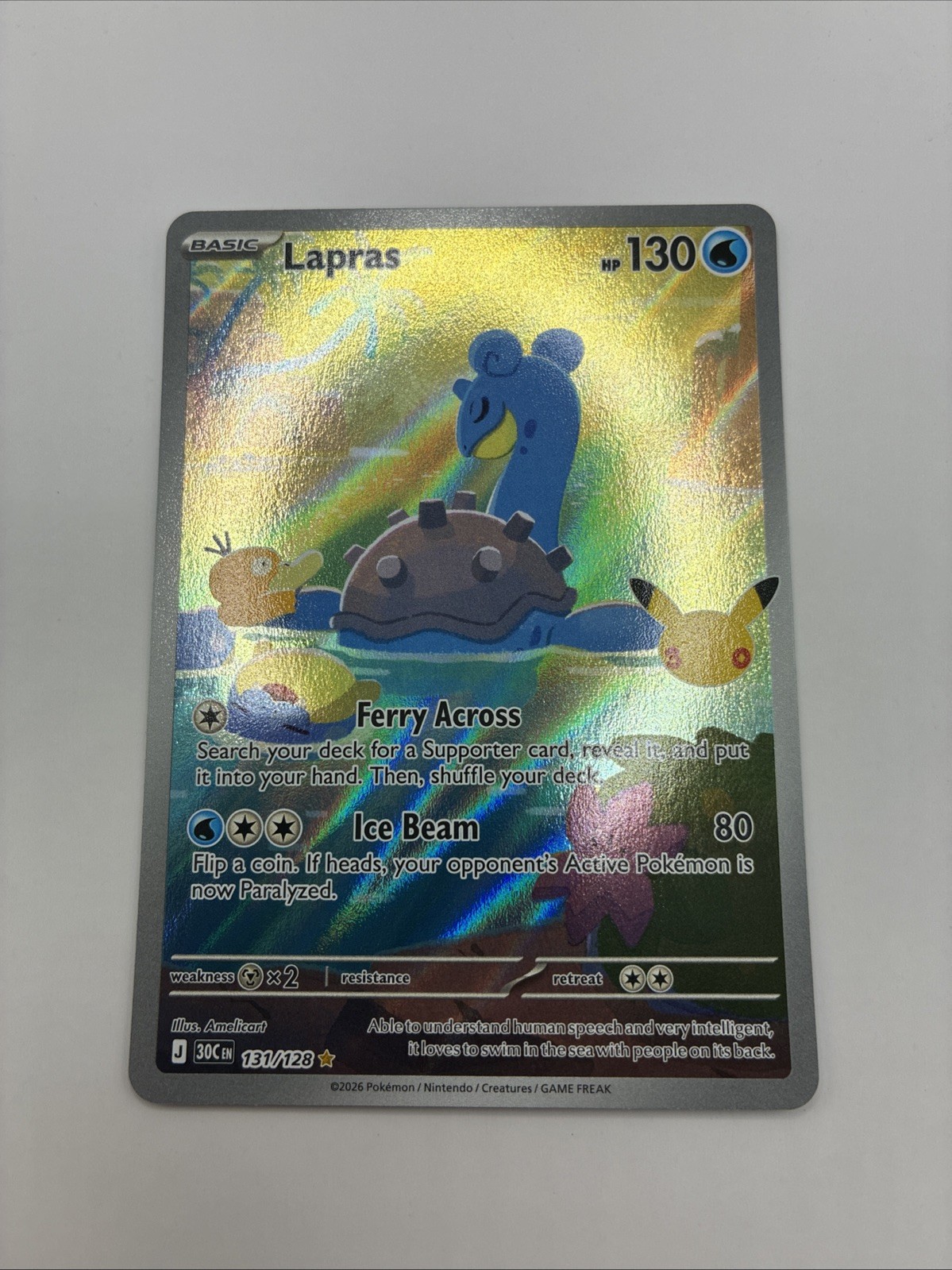 Lapras 131/128 Illustration Rare Holo - 30th Celebration Lapras