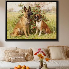 Oil Painting Dog Puppy Belgian Malinois Canvas Print Wall Art Dog Lovers Decor