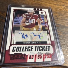 2021 Panini Contenders Draft Picks College Game Ticket Red Hunter Long Auto 