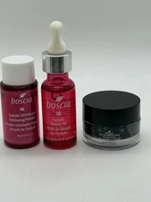 Boscia Tsunami Beauty Oil 0.44oz, Exfoliating Powder 0.35oz,Makeup Remover 0.5oz