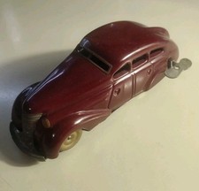 Working Vintage Schuco No. 1010 Burgundy Windup Metal Toy Car With Key