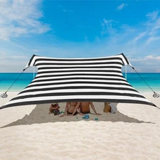 Beach Tent, Beach Canopy Sun Shade UPF 50+, Portable 10×10 FT Camping Sun She...