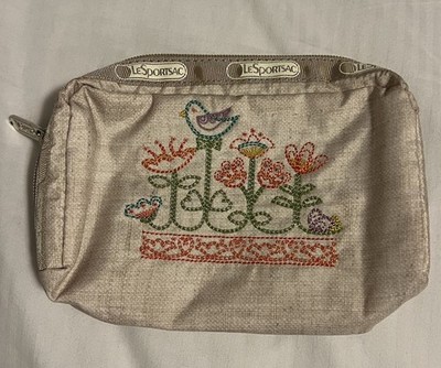 Lesportsac Mini Pouch Bag Bird Flowers Sewn Cosmetic