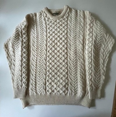 Carraig Donn cremefarbener Strickpullover aus Merinowolle Medium