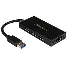 Startech 3 Port Portable Usb 3.0 Hub With Gigabit Ethernet Adapter Nic -