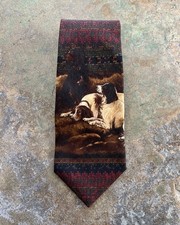 Vintage Polo Ralph Lauren Hunting Dog Print 100 Silk Tie EUC USA