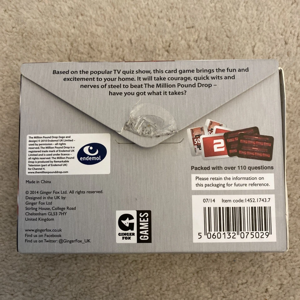 Million Pound Drop Game Official Card Fun Based on Trivia Game show Travel Size - Image 2 of 2