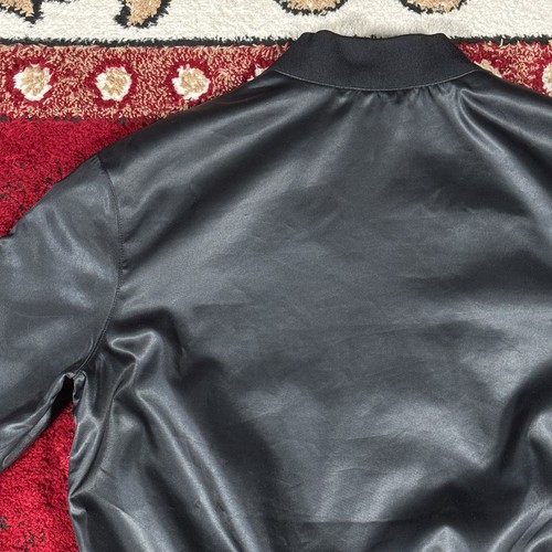 Nike Girl's Black Satin Varsity Bomber Full Zip Jacket Size XL Embroidered - Picture 12 of 16