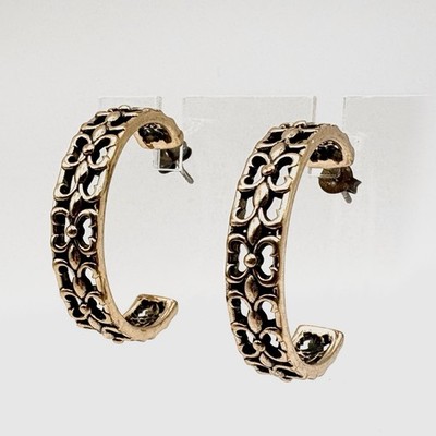 Studio Barse Fleur De Lis Southwestern Style Golden Bronze Hoop Earrings