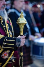 Drum Major Mace Stave  Black Stick 4 Parts Full Gold Lion Gold Embossed Head