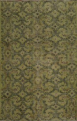 #ad Charming Green Carpet Featuring Elegant Scroll Design 5x8 Wool Handmade Carpet $291.04