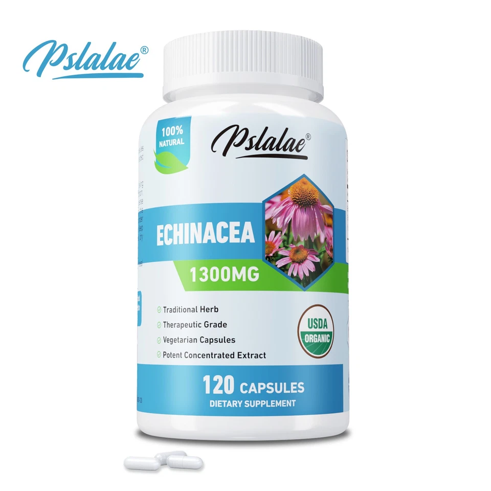 PSLALAE Echinacea-Kapseln 1300mg – Stärkung Des Immunsystems, Grippeschutz, Antioxidans