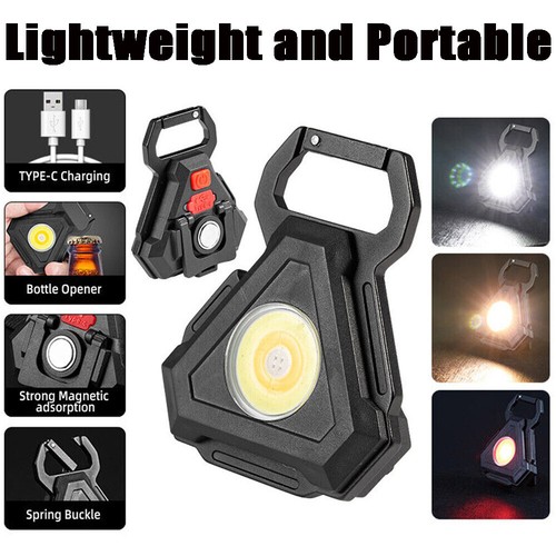 Rechargeable USB LED Flashlight COB Lamp Mini Torch Pocket Keychain Work Light - Picture 1 of 12