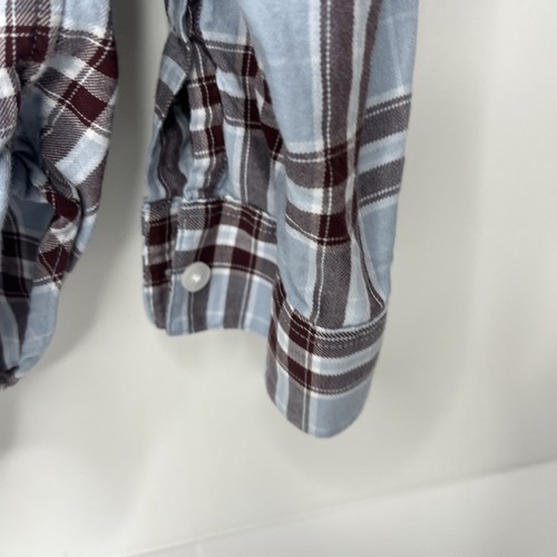Vince Blue Red Plaid Long Sleeve Light Cotton Flannel Shirt sz Large Classic Fit - Picture 6 of 13
