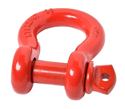 Premium RED D-Ring 3/4'' Bow Shackle w 7/8'' Screw Pin 10500 LB Capacity Jeep CJ