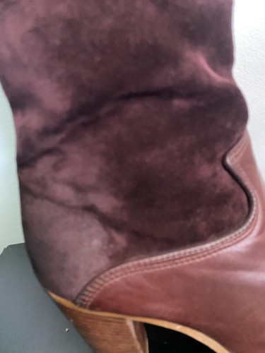 Zodiac Burgundy Suede/Leather Tall Western Boots Size 6 - Picture 10 of 12