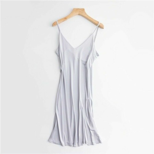 Ladies Silk Slip Dress Camisole Petticoat Strap Nightdress Slit V Neck Spaghetti - Picture 17 of 17