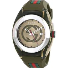 Gucci Sync XXL 46mm YA137106 Green Rubber Band Green Dial Unisex Watch New