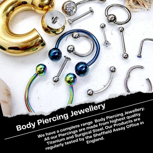 Horseshoe Ring Piercing 18g to 00g Black Septum Jewelry Circular Barbell PA Ring - Picture 8 of 47